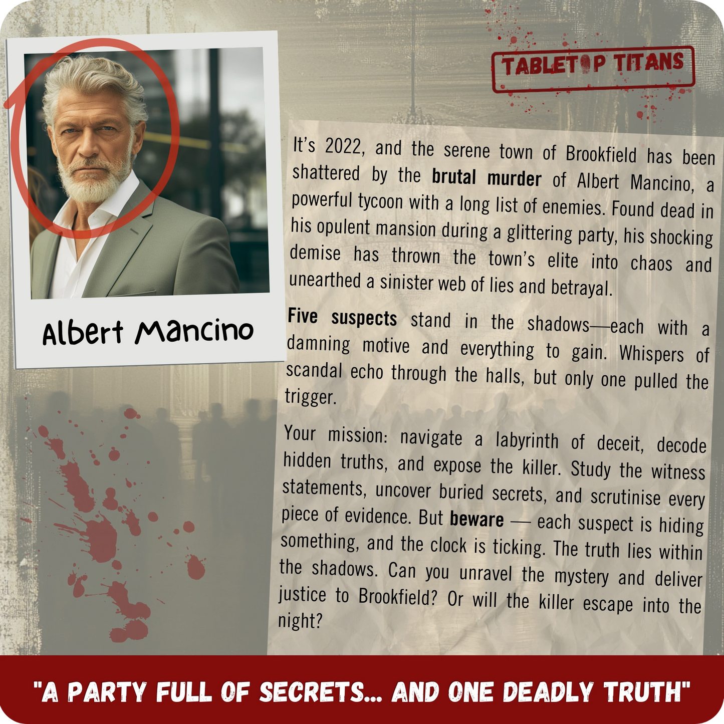 Murder at Mancino Mansion | Cold Case Files Investigations - Perfect for Individuals, Date Nights, Dinner Parties and Hosting