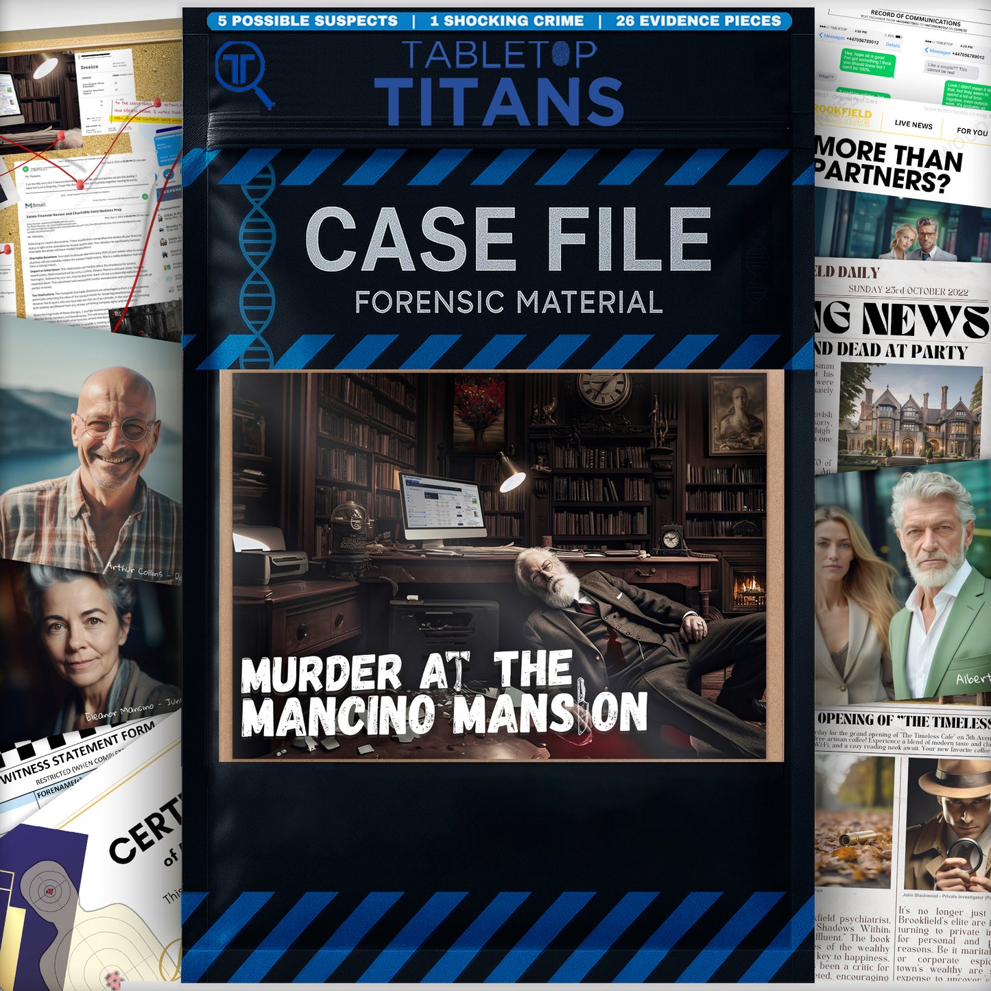 Murder at Mancino Mansion | Cold Case Files Investigations - Perfect for Individuals, Date Nights, Dinner Parties and Hosting